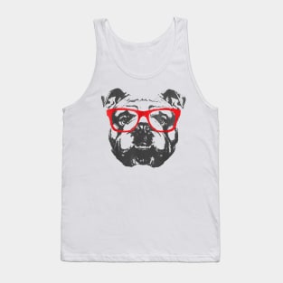 English Bulldog T Shirt Design Red Glasses Nice Tank Top